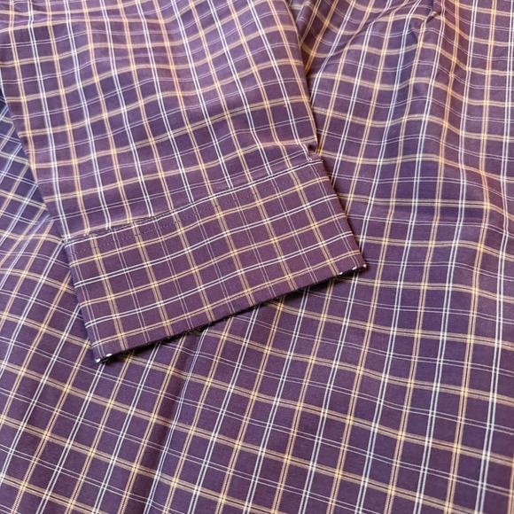 Eddie Bauer Mens Large Purple Plaid Relaxed Fit Long Sleeve Button Down Shirt - Picture 6 of 11